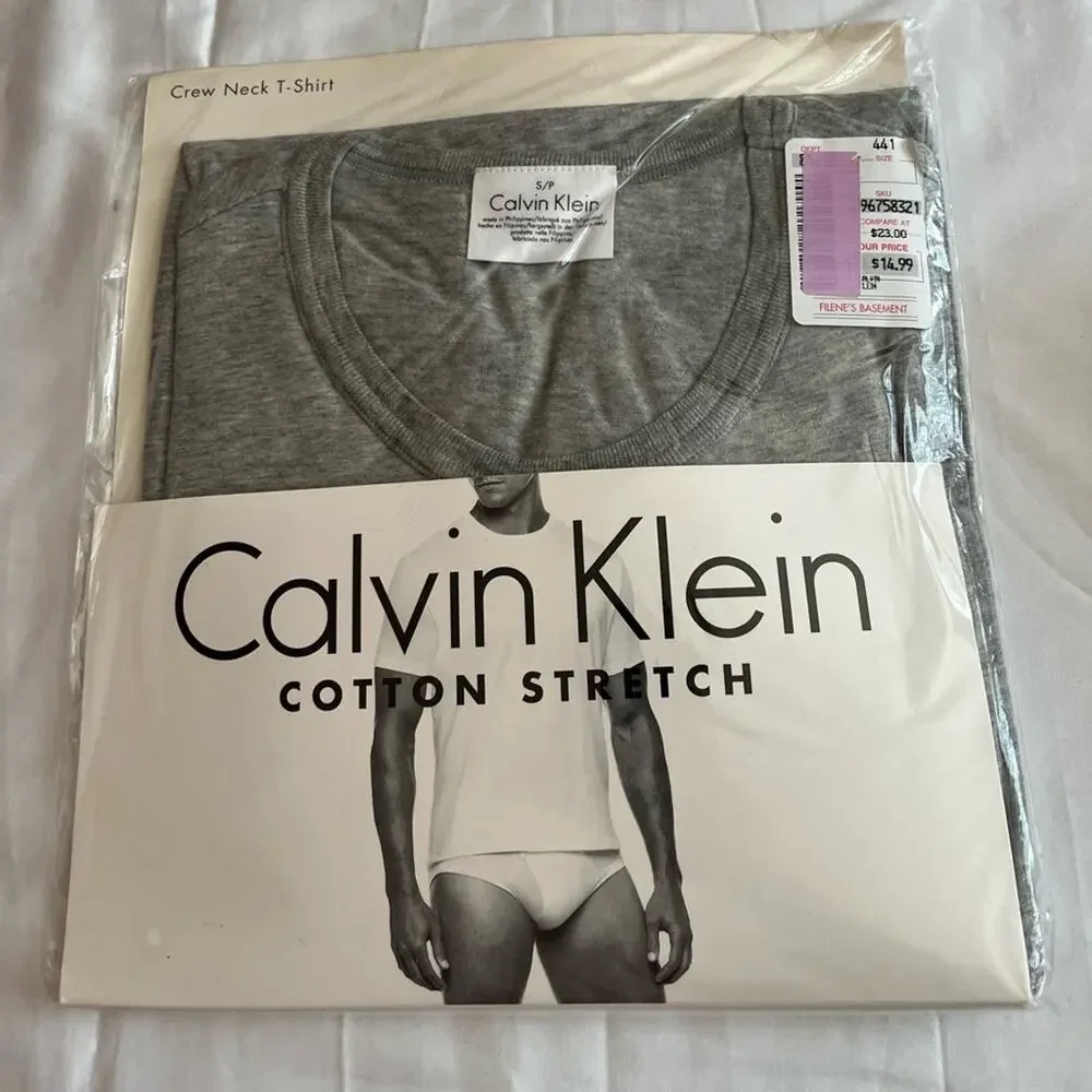 Calvin Klein Shirt 1pc Stretch Gray Crew Neck Size S NWT